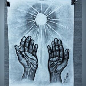 Black and White Hand Art Print